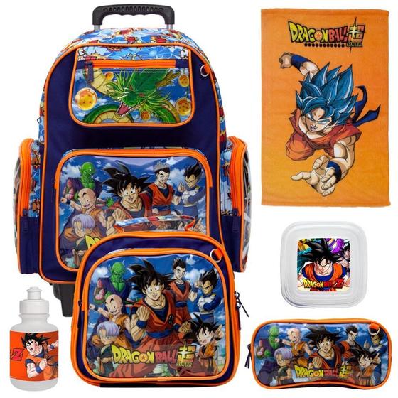 Imagem de Mochila Masculina Escolar Dragon Ball De Rodinha + Itens