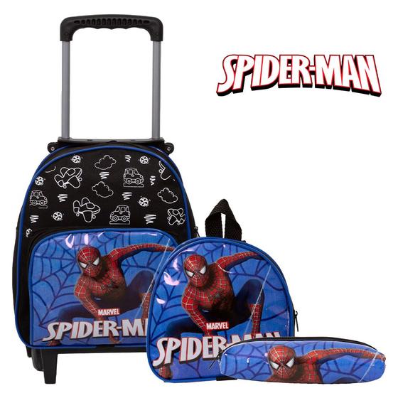 Imagem de Mochila Masculina Escolar Homem Aranha Pequena de Rodinhas