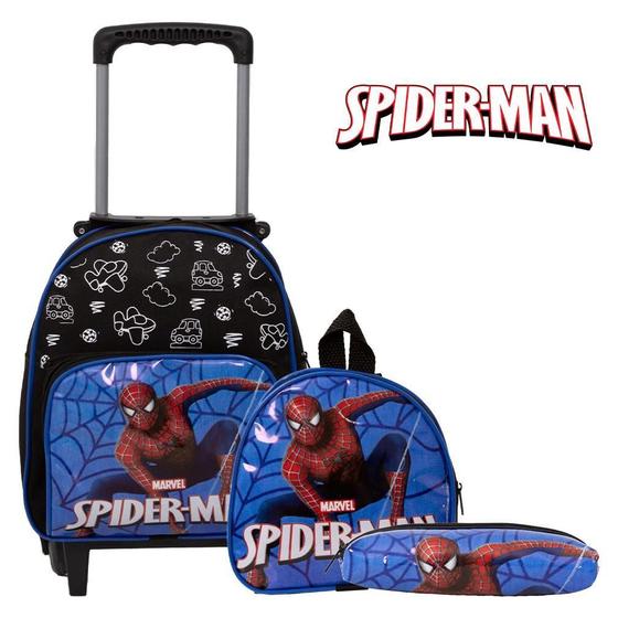 Imagem de Mochila Masculina Escolar Homem Aranha Pequena De Rodinhas