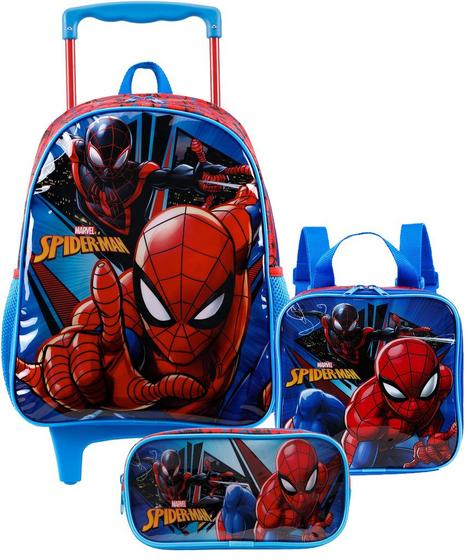 Mochila Masculina Escolar Infantil Bolsa Rodinha Carrinho Homem Aranha Menino Impermeável Kit Lancheira Térmica Estojo Menor preço em Mochila Masculina Escolar Infantil Bolsa Rodinha Carrinho Homem Aranha Menino Impermeável Kit Lancheira Térmica Estojo