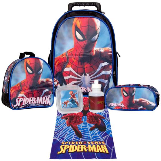 Imagem de Mochila Masculina Homem Aranha Rodinhas Escolar e Acessórios