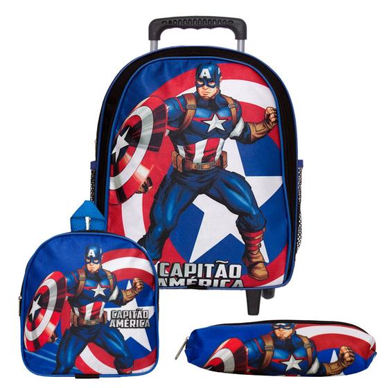 Imagem de Mochila Masculina Infantil de Rodinha Capitão América Aulas