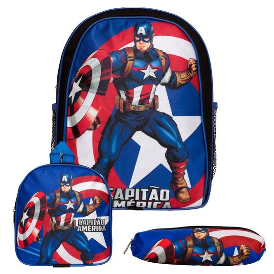 Imagem de Mochila Masculina Infantil Grande Capitão América Aulas