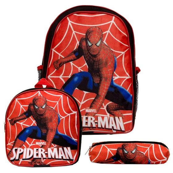 Imagem de Mochila Masculina Infantil Homem Aranha Lancheira Estojo TN