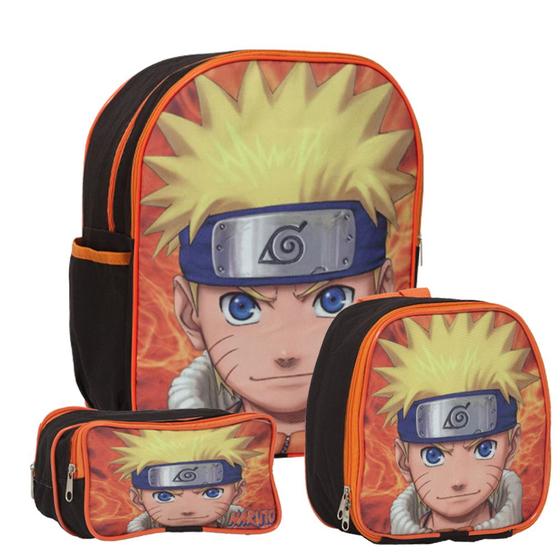 Imagem de Mochila Masculina Infantil Naruto Uzumaki Costas Reforçada