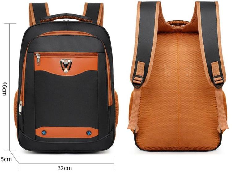 Imagem de Mochila Masculina Resistente Reforçado Escolar Universitária Preto com Marrom