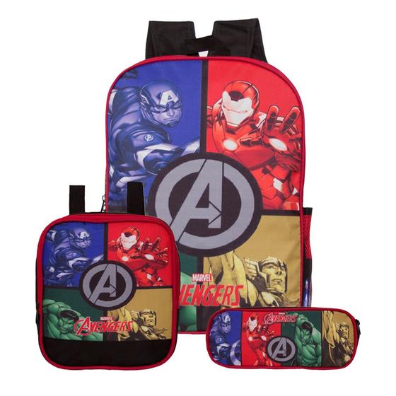 Imagem de Mochila Masculino Avengers de Costas + Lancheira e Estojo