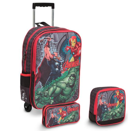 Imagem de Mochila Masculino Avengers De Rodinhas + Lancheira E Estojo