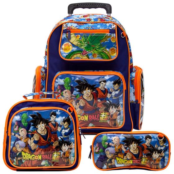 Imagem de Mochila Masculino Infantil Dragon Ball Azul com Rodinhas