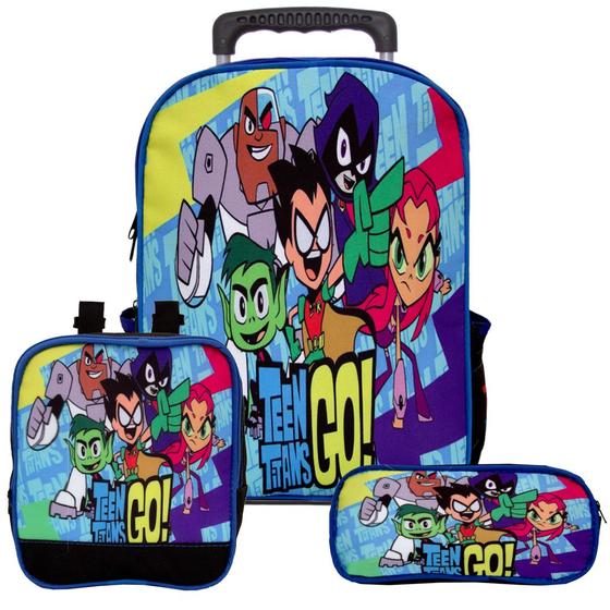 Imagem de Mochila Masculino Infantil Jovens Titãs Preta com Rodinhas