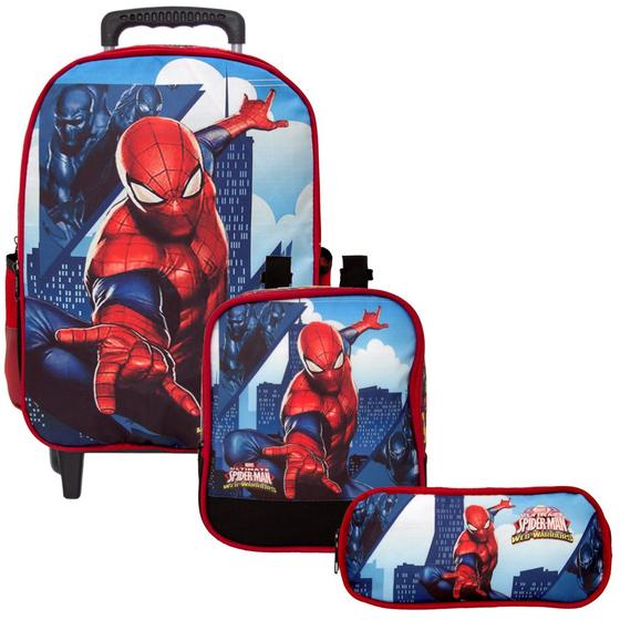 Imagem de Mochila Masculino Infantil Spider Man Preta com Rodinhas