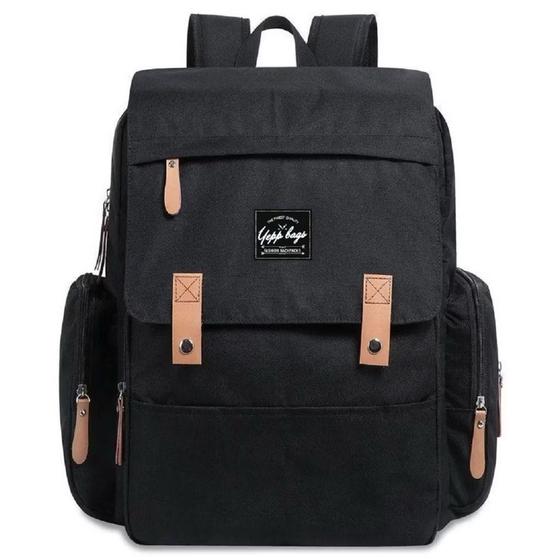 Imagem de Mochila Maternidade Bolsa Mamãe Bebê Multifunção Grande Cor Cinza/preto