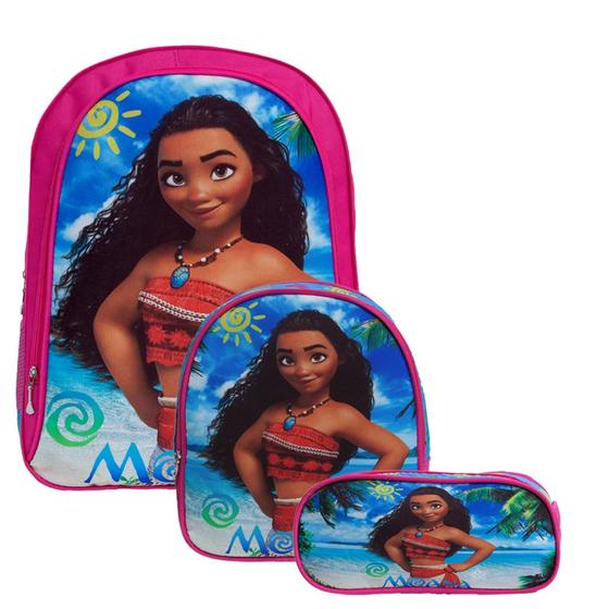 Imagem de Mochila Menina Infantil Costa Moana c/ Lancheira Estojo Rosa