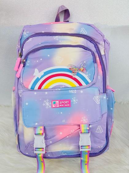 Imagem de Mochila Menina Multifuncional De Grande Capacidade Para Estudantes/Estilo Geladeira Arco Iris