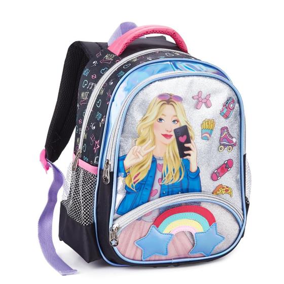 Imagem de Mochila Meninas Costas Denlex Escolar Infantil Boneca Fashion