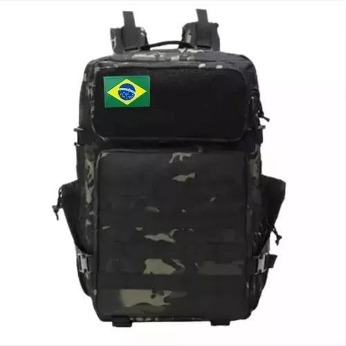 Imagem de Mochila Militar Camping 50 Litros impermeável acampamento assault masculina espaçosa reforçada e patch