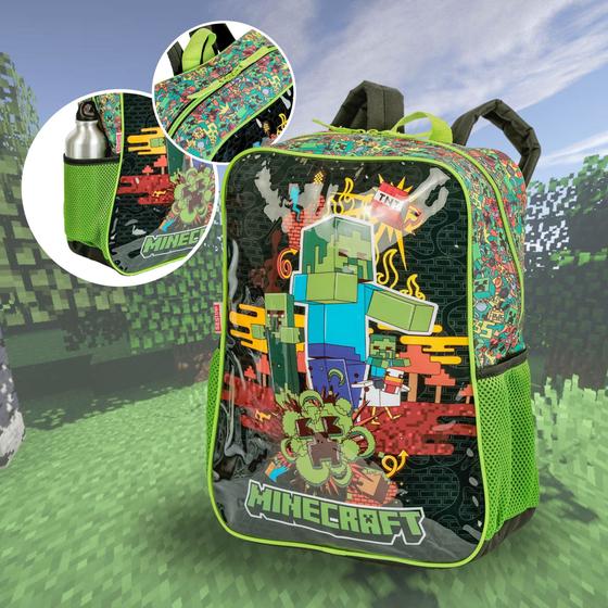 Imagem de Mochila Minecraft Costas Original Juvenil Escolar Menino