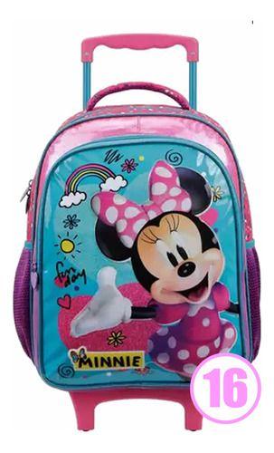 Imagem de Mochila Minnie Mouse Disney Rodinha Escolar Rosa Infantil