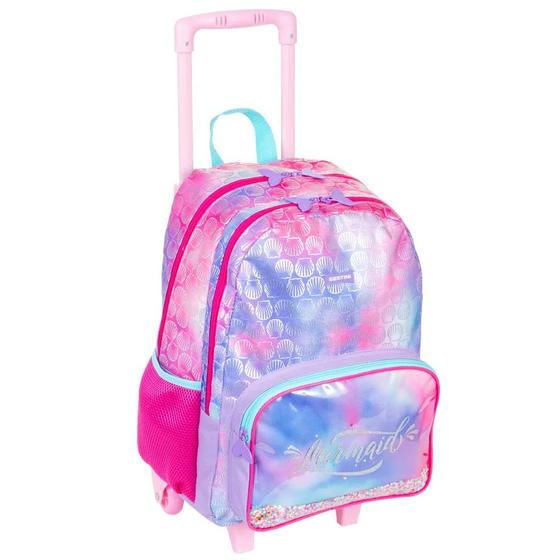 Imagem de Mochila Mochielte Escolar Sereia Mermaid Infantil Juvenil Rodinhas Tam G Sestini