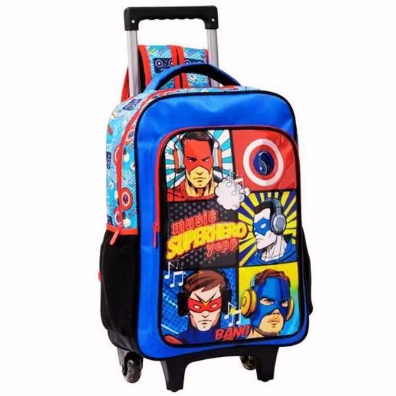 Imagem de Mochila Mochilete Infantil Heróis Super Hero Rodinhas G