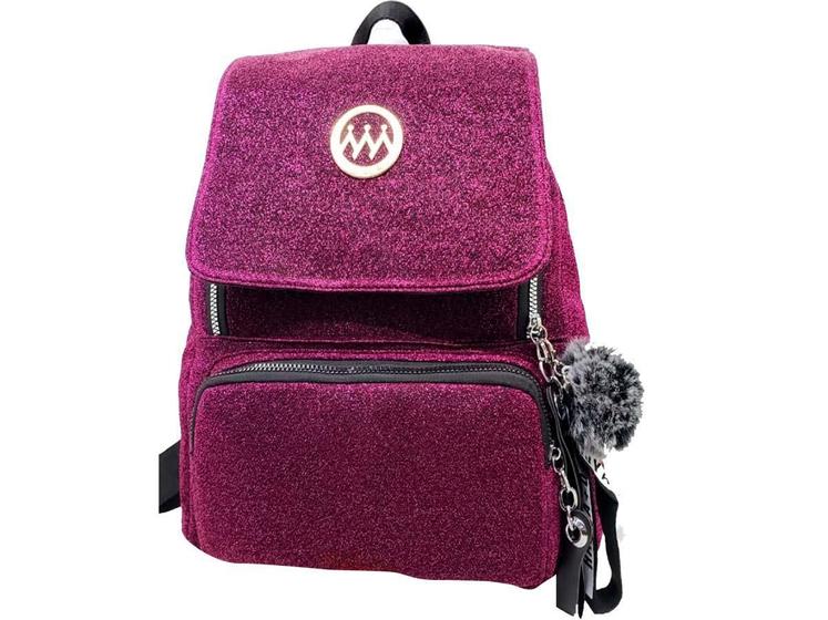 Imagem de Mochila Moda Com Glitter Fashion + Pompom Xfp2064