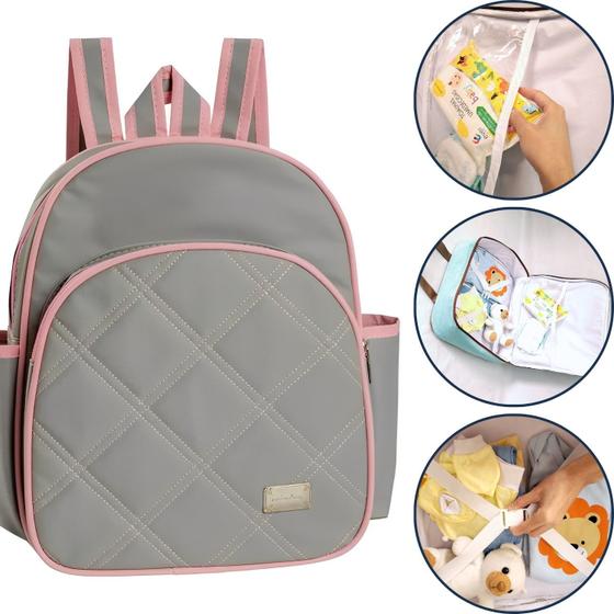 Imagem de Mochila Moderna Bolsa Impermeável Mamãe Bebê Maternidade Reforçado Presente 