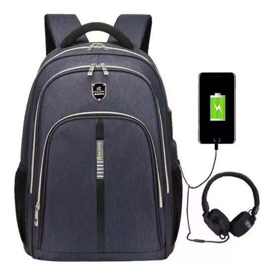 Imagem de Mochila Moderna Usb/fone Impermeável Laptop Grande Reforçada