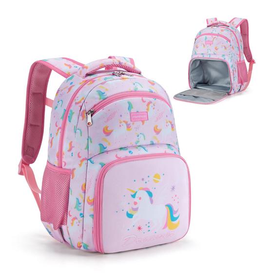 Imagem de Mochila Mommore 2 em 1 Infantil com Almoço - Rosa Unicórnio