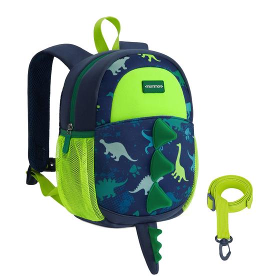 Imagem de Mochila mommore Mochila infantil com coleira verde dinossauro