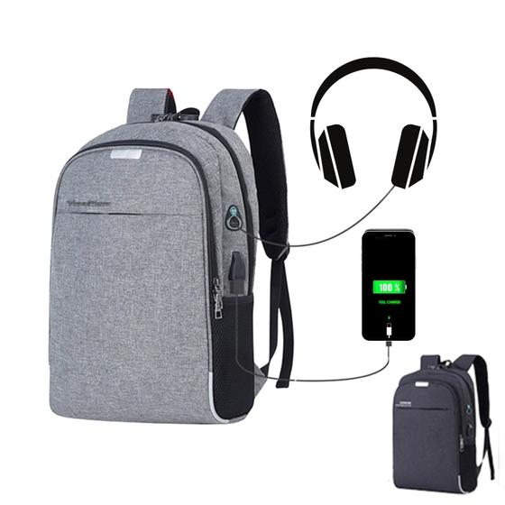 Imagem de Mochila Notebook Unissex Grande Executiva Reforçada Cabo USB Anti Furto Resistente A Água