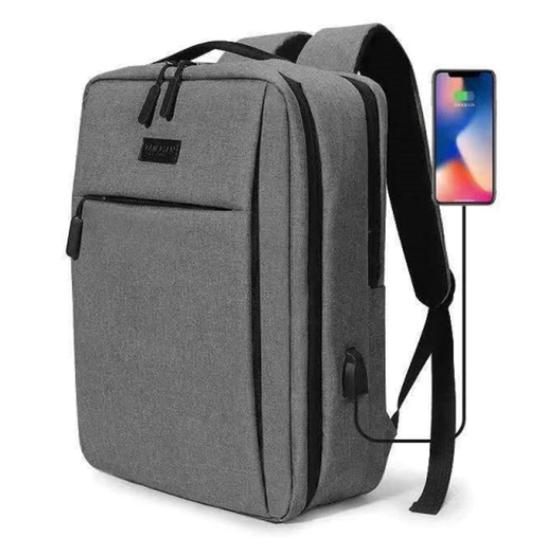 Imagem de Mochila P/ Notebook Com Usb e Bolso em X  Feminina e Masculina Impermeável