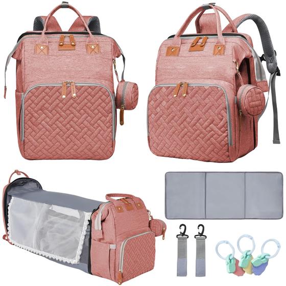 Imagem de Mochila para Fraldas LHDYMXYN com Trocador - Rosa