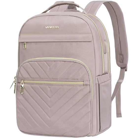 Imagem de Mochila para laptop VANKEAN 17,3" impermeável para mulheres rosa