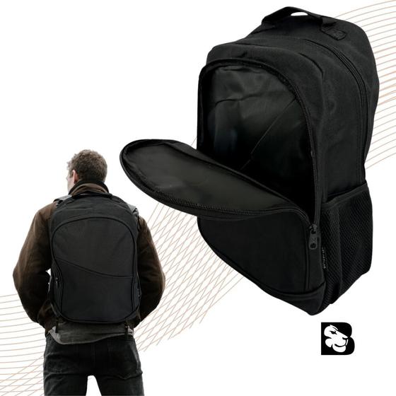 Imagem de Mochila Para Notebook Laptop Resistente All Black Impermeável Com Bolsos Laterais Trabalho Faculdade