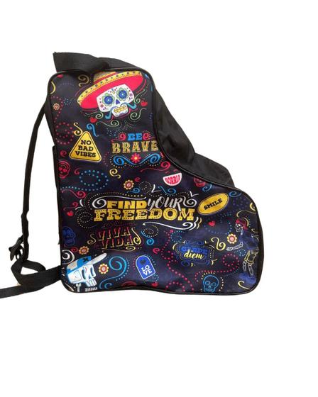 Imagem de Mochila para Patins Preta Colorida Lobo Store