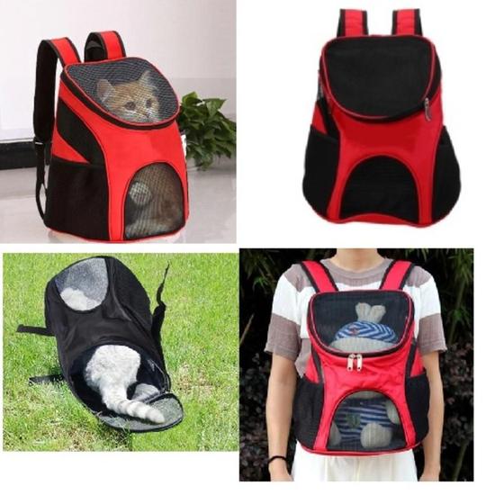 Imagem de Mochila para pet caes e gatos bolsa de transporte de animais com rede para respiracao 