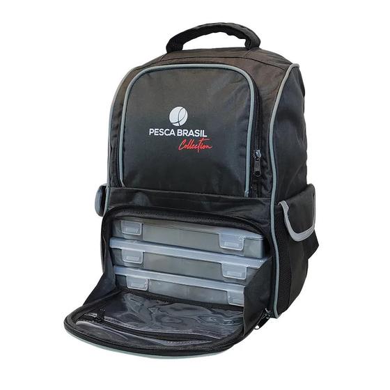 Imagem de Mochila Pesca Brasil Fishing Bag Preto e Cinza