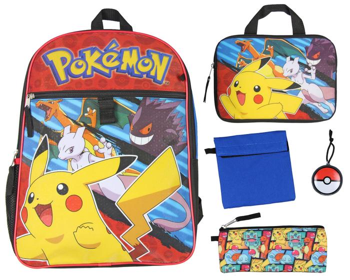 Imagem de Mochila Pokémon Bioworld 16 Polegadas - Conjunto Combinado de 5 Peças para Crianças
