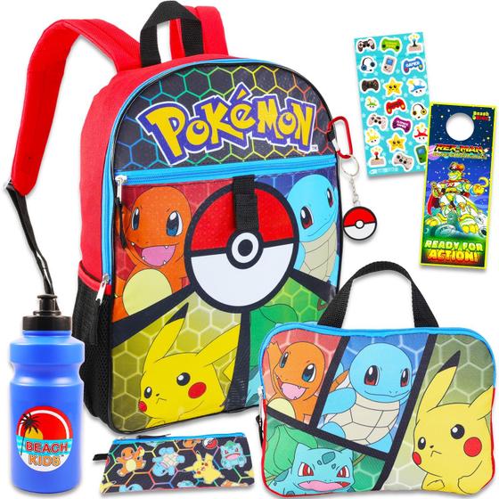 Imagem de Mochila Pokémon Infantil com Estojo - Para Meninos e Meninas