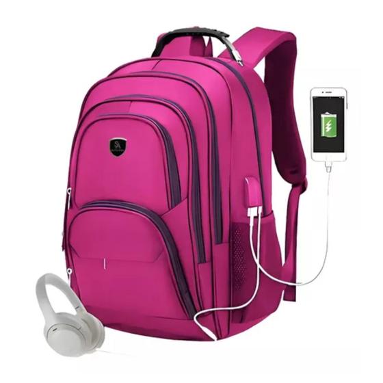 Imagem de Mochila Reforçada Impermeável Executiva Escolar Viagem Trabalho Rosa