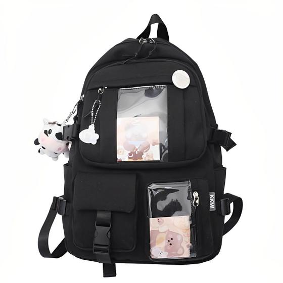 Imagem de Mochila Reforçada Juvenil Para Personalizar Usando Chaveiros e Acessorios Espaçosa Notebook Material Resistente Á Água