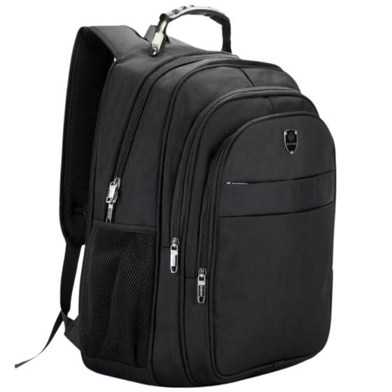 Imagem de Mochila Reforçada Masculina Notebook Escolar Grande Executiva para Trabalho Viagem Preta