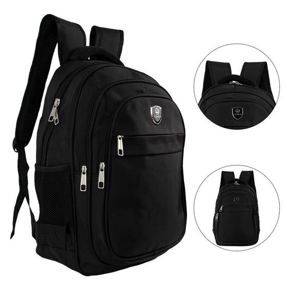 Imagem de Mochila Reforçada Preta Executiva Bolsa Grande P/Notebook