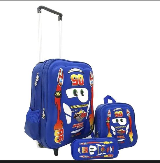 Imagem de Mochila rodinha 3D kit com lancheira e estojo