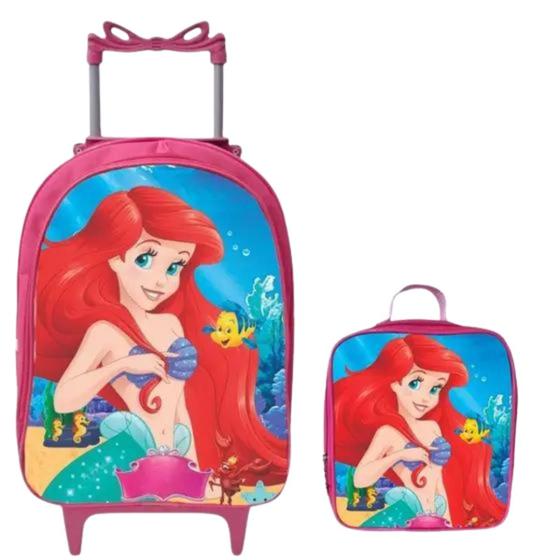 Imagem de Mochila Rodinha Escolar Infantil Menina + Lancheira Térmica