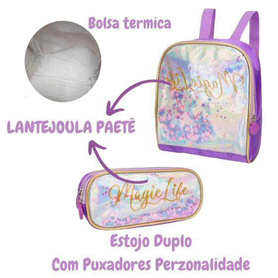 Imagem de Mochila Rodinha Escolar Magic Concha Do Mar Lancheira Estojo