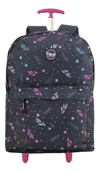 Imagem de Mochila Rodinha Feminina Escolar Juvenil Reforçada Estampa Floral