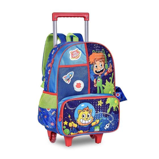 Imagem de Mochila Rodinha Gato Galactico Azul 40X30X13 - Clio Gg24116K