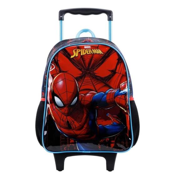 Imagem de Mochila Rodinha Infantil Escolar Menino Homem Aranha Spiderman Xeryus Azul 11660