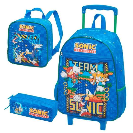 Imagem de Mochila Rodinha + Lancheira + Estojo Sonic Squad Team ul